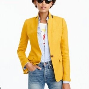 J Crew Regent Blazer Gold Yellow Linen Womens 8